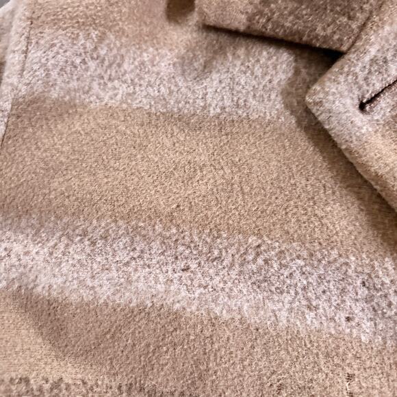 Vintage Time Postmodern Plaid Fleece Shacket Brown Beige Stripes - Picture 4 of 15